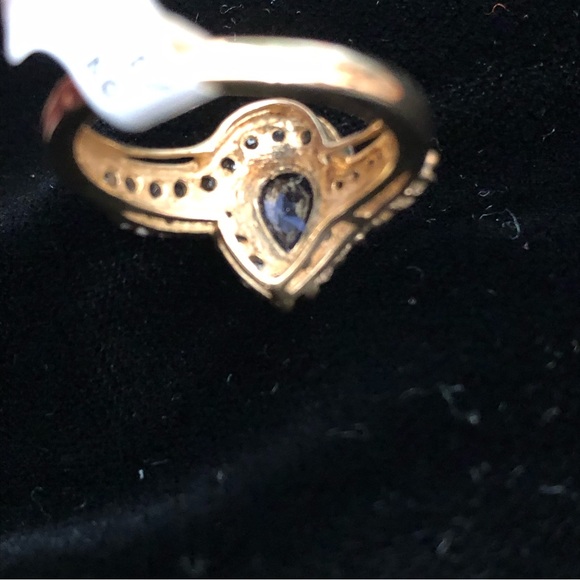 Iolite, white topaz ring with diamond accents - Picture 2 of 7